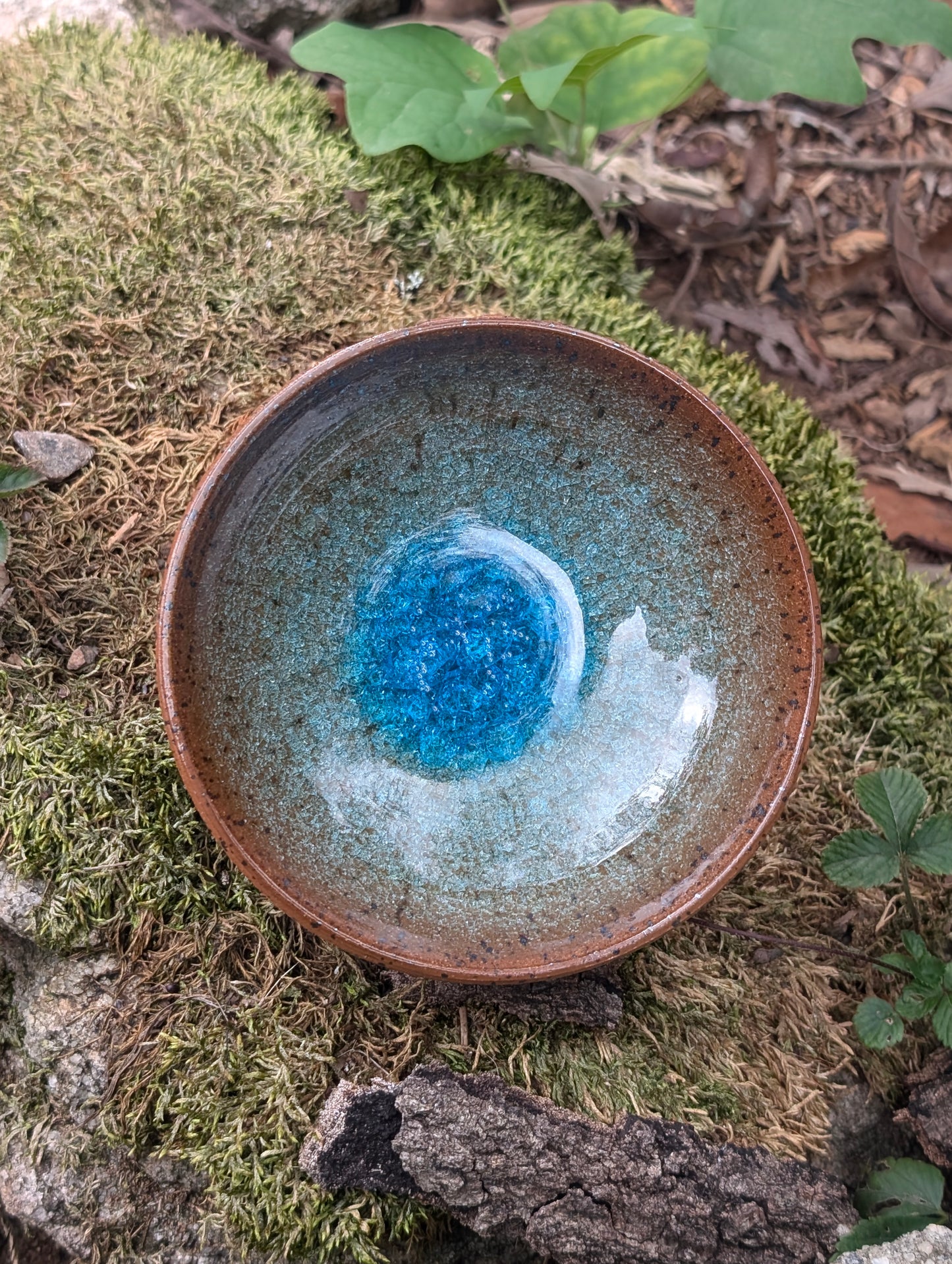 Blue Crystal Crackle Bowl