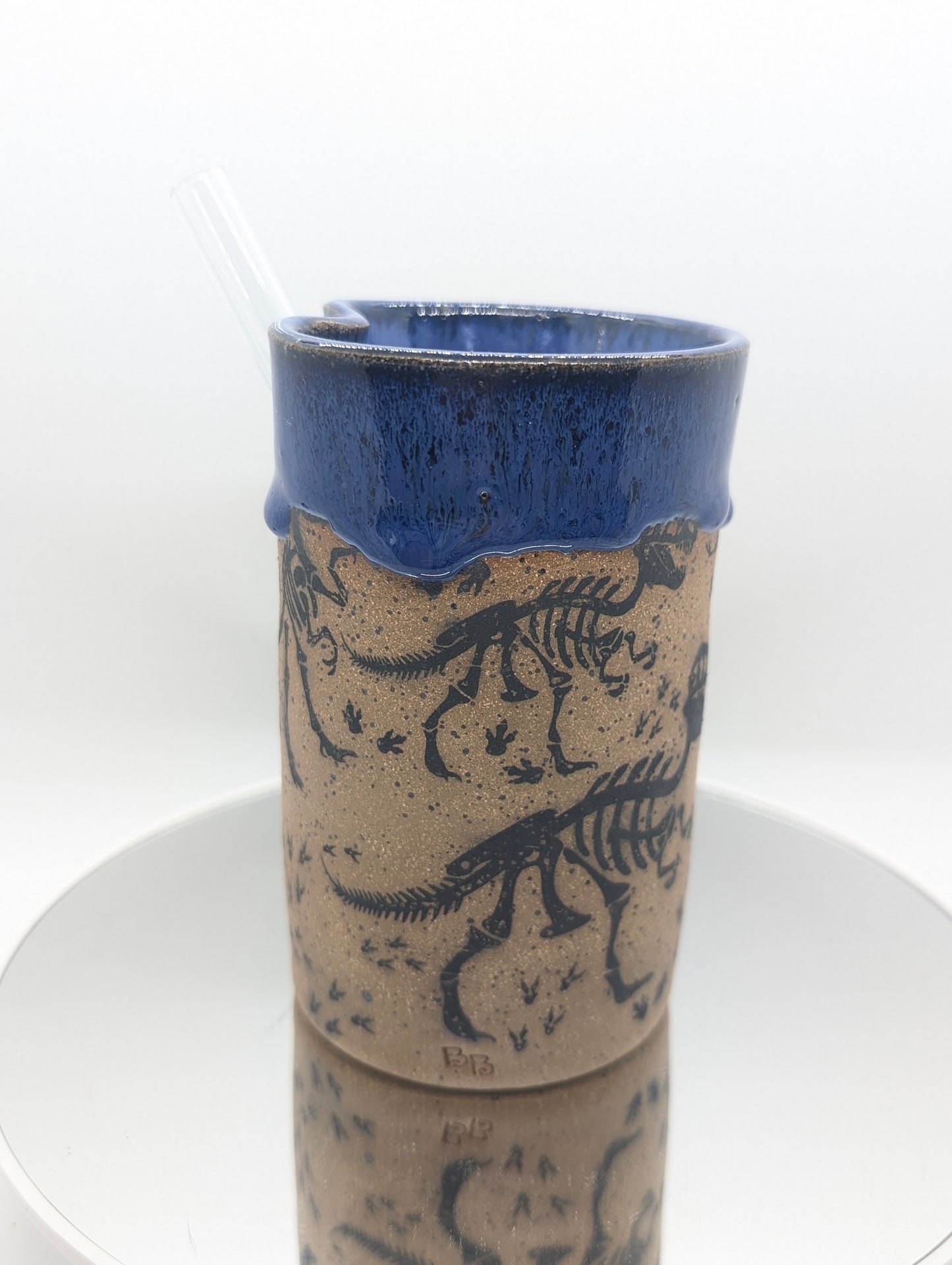Dinosaur fossils straw tumbler