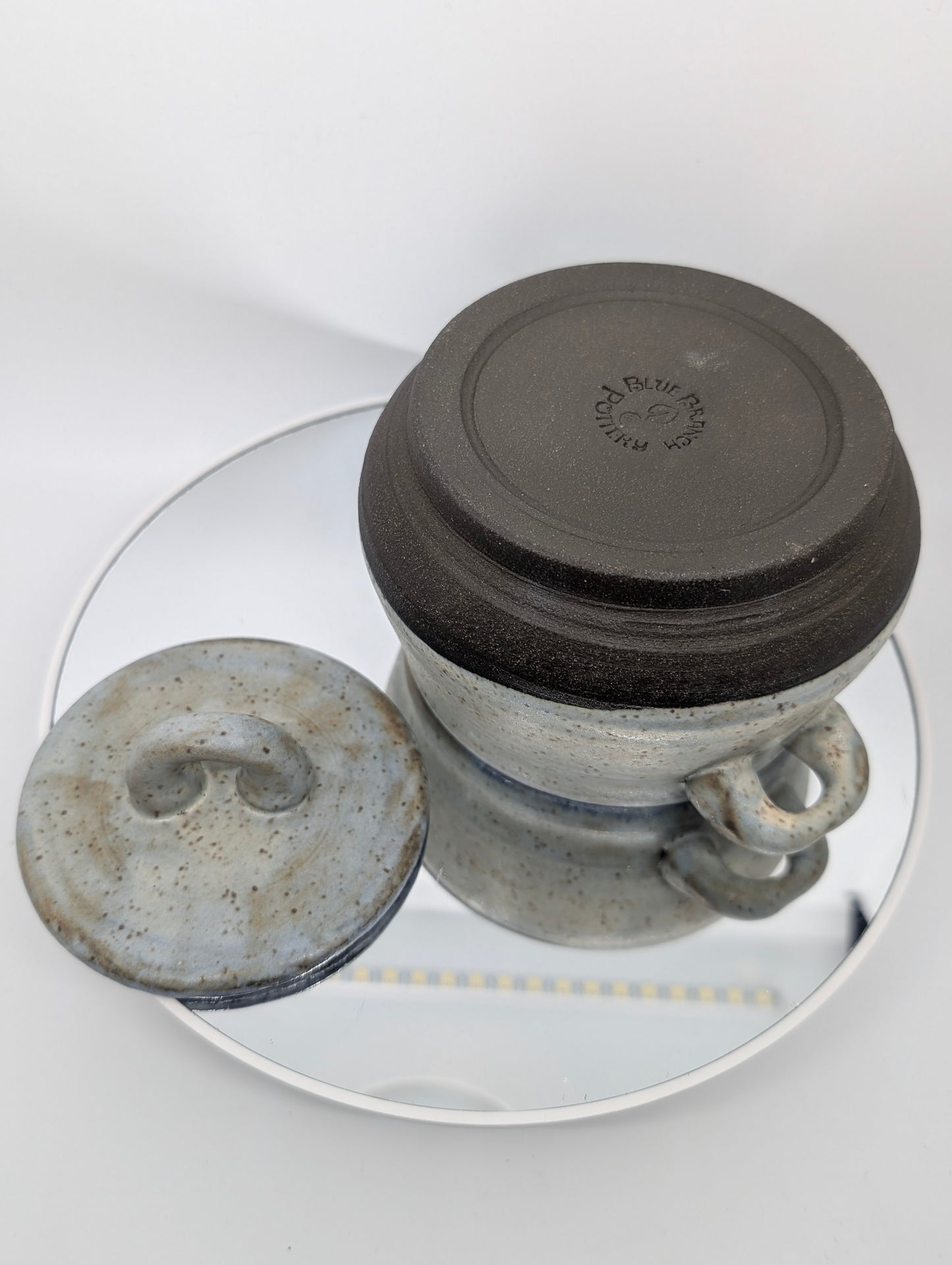 Soft blue lidded jar