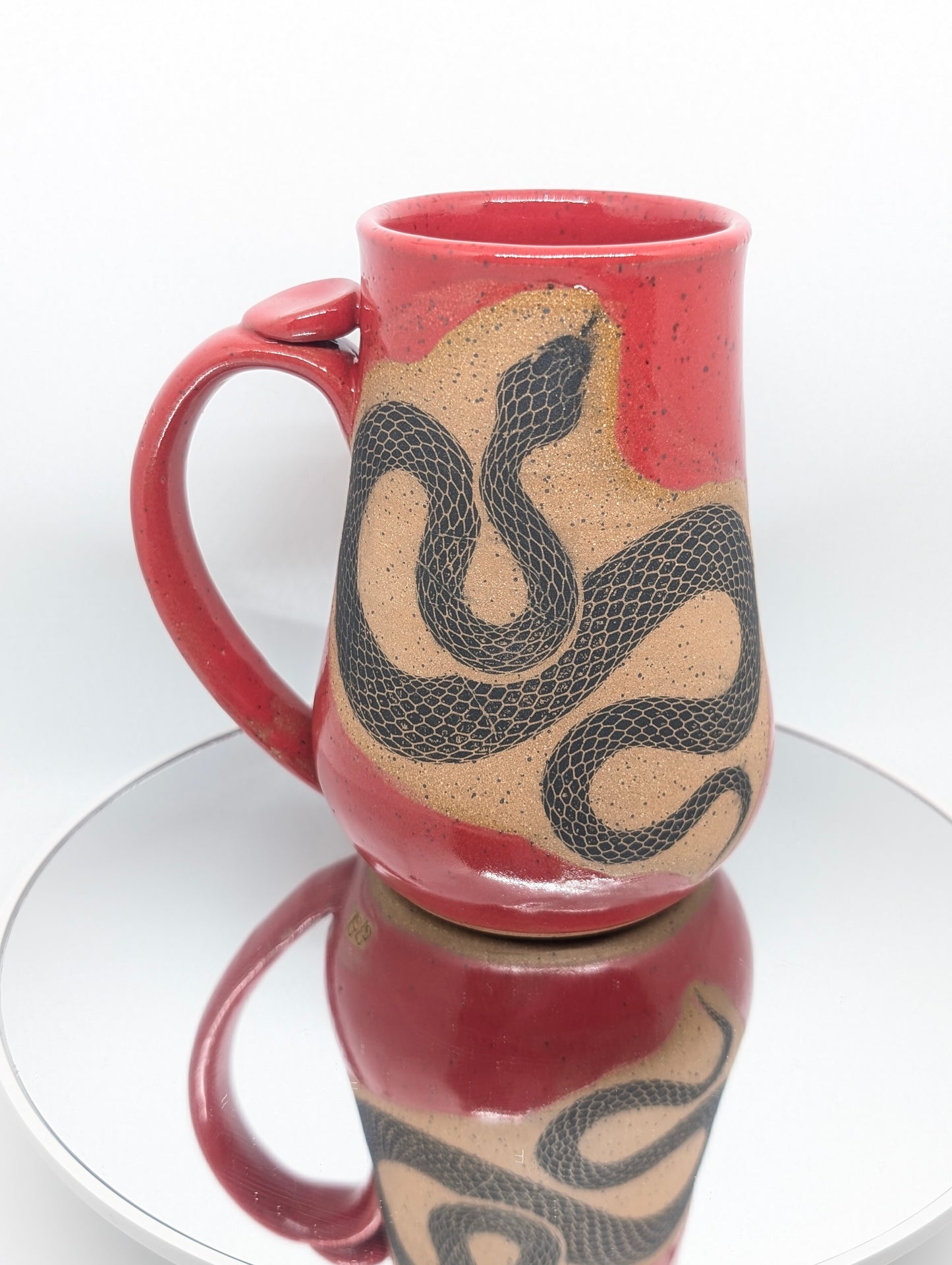 Red Snake mug with thumb rest