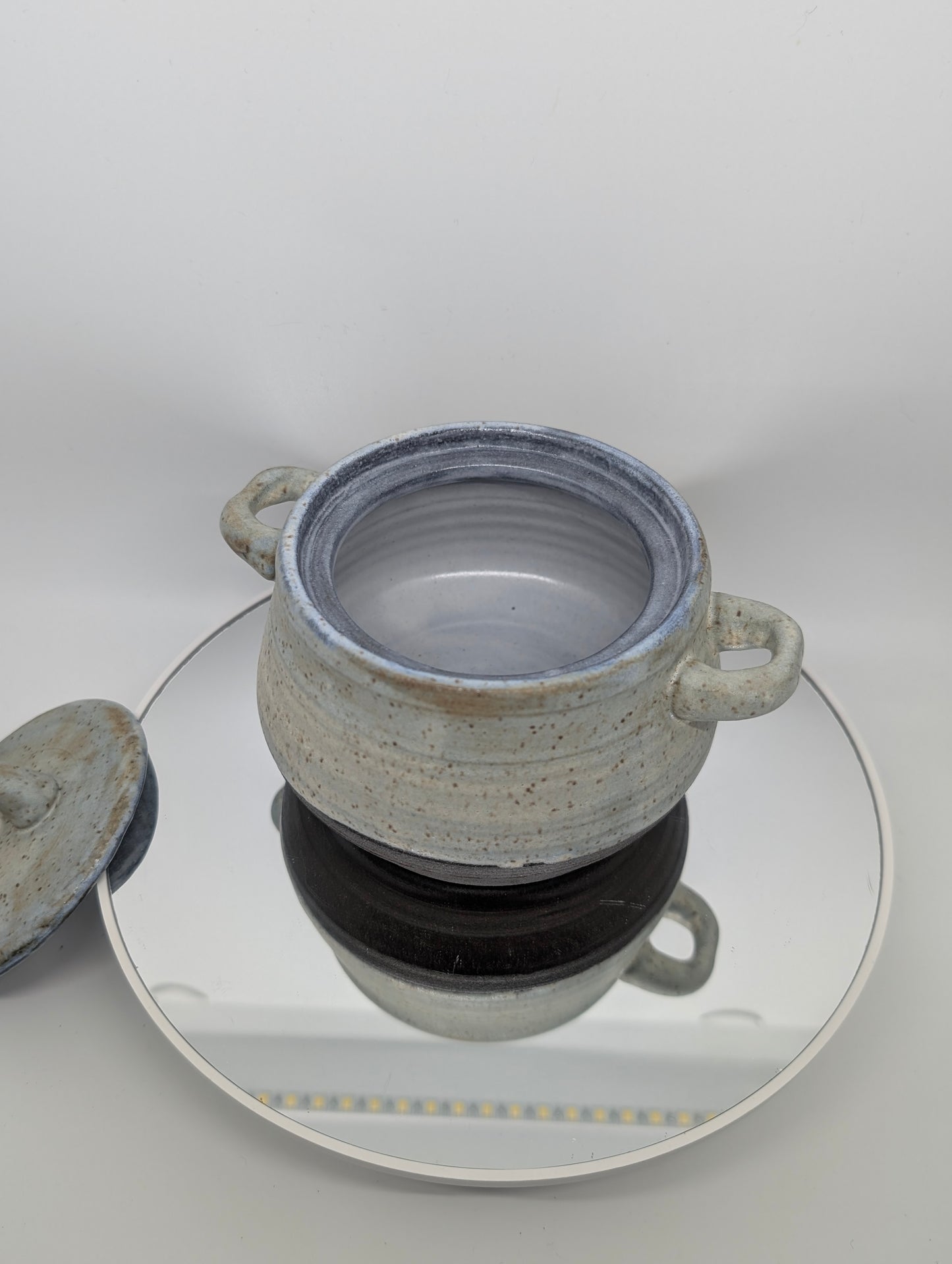 Soft blue lidded jar