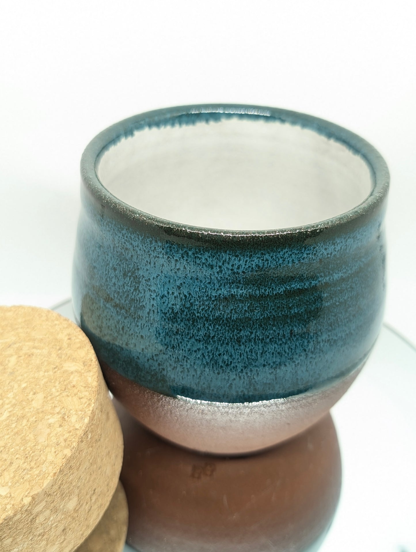 Turquoise jar with cork lid