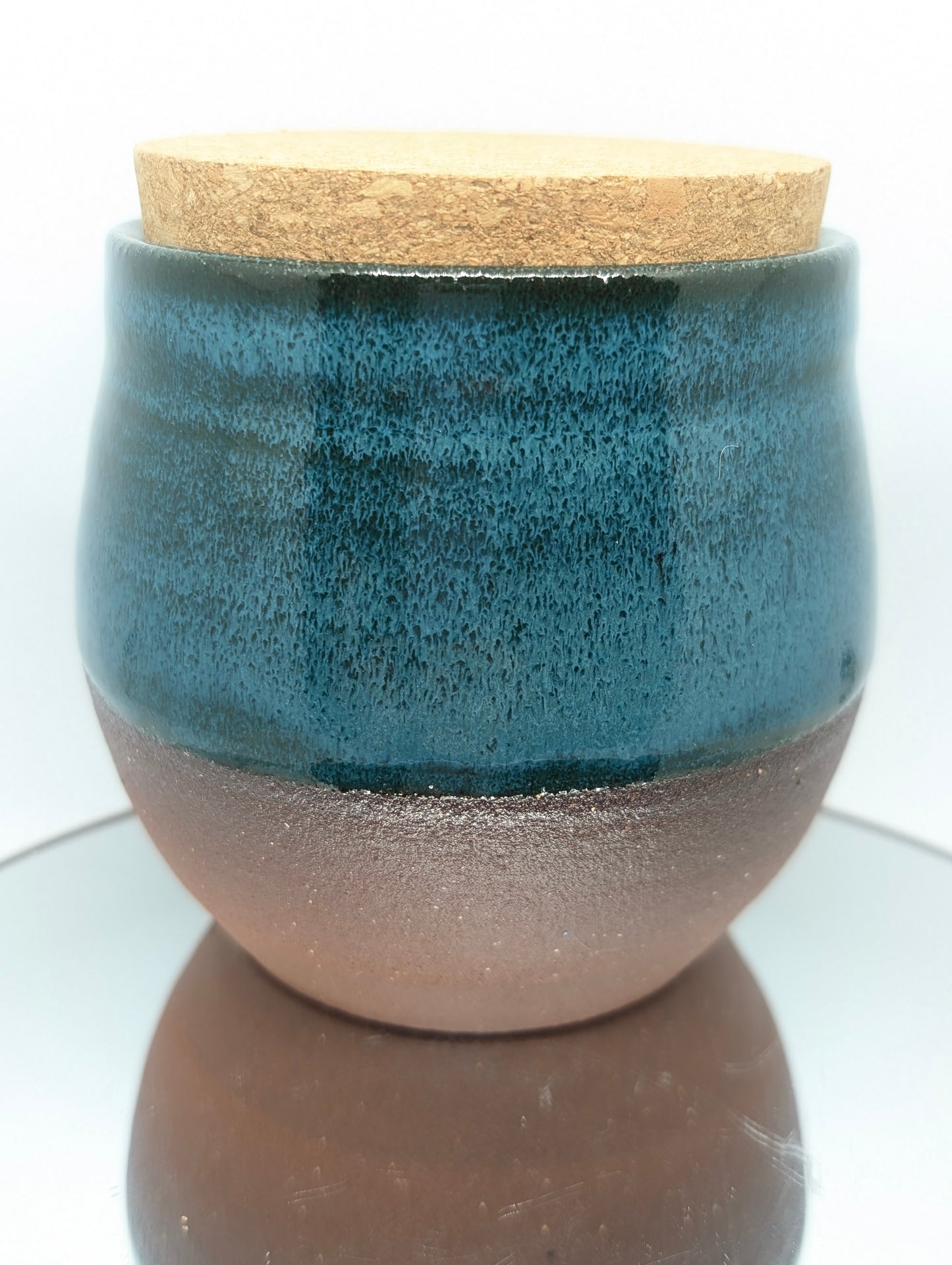 Turquoise jar with cork lid