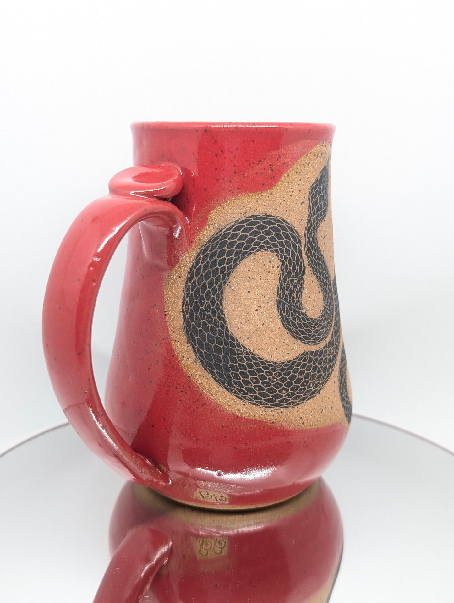 Red Snake mug with thumb rest