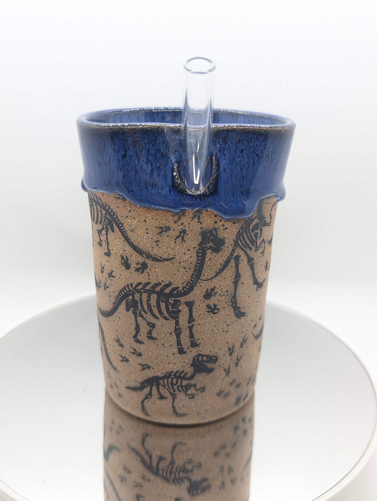 Dinosaur fossils straw tumbler