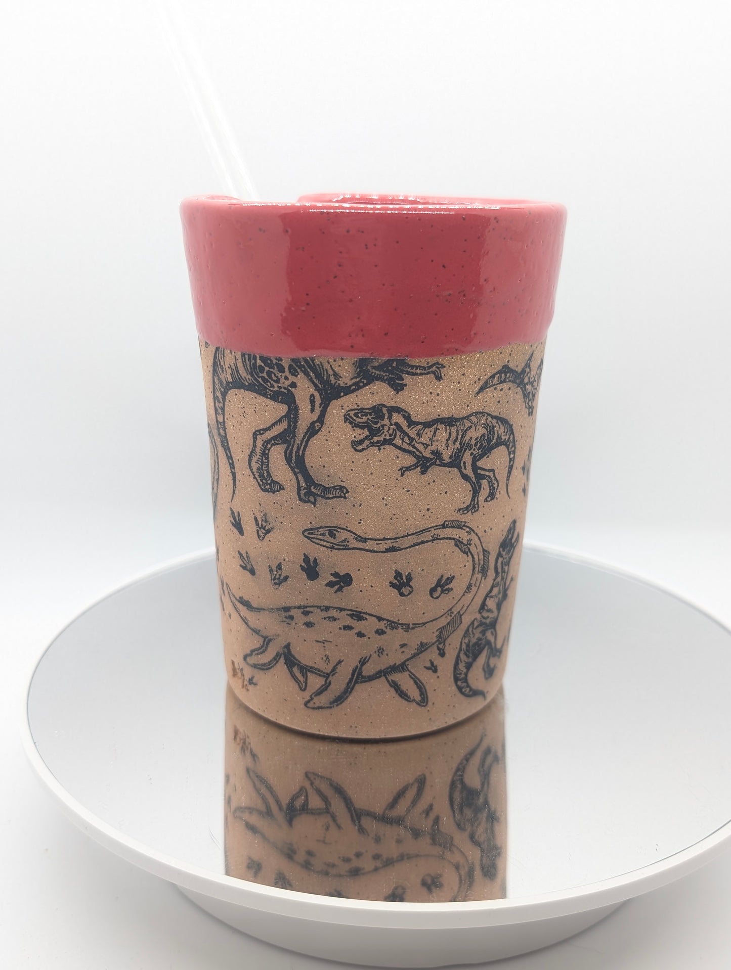 Dinosaur straw tumbler cup