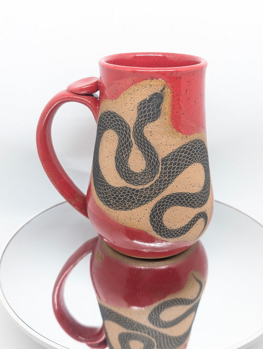 Red Snake mug with thumb rest