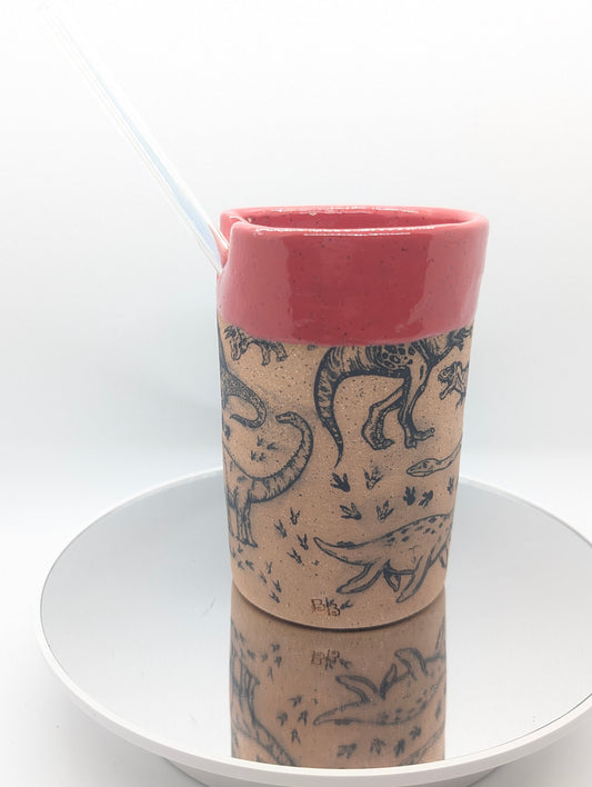 Dinosaur straw tumbler cup