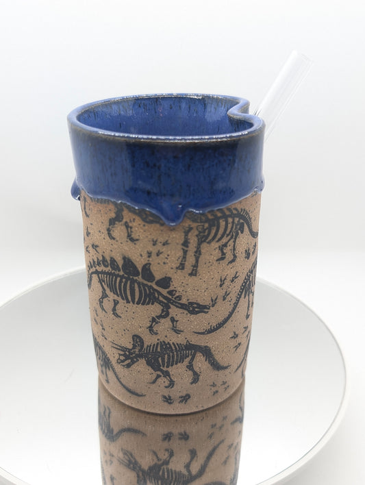 Dinosaur fossils straw tumbler