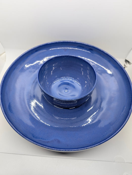 Turbulent blue chip & dip bowl